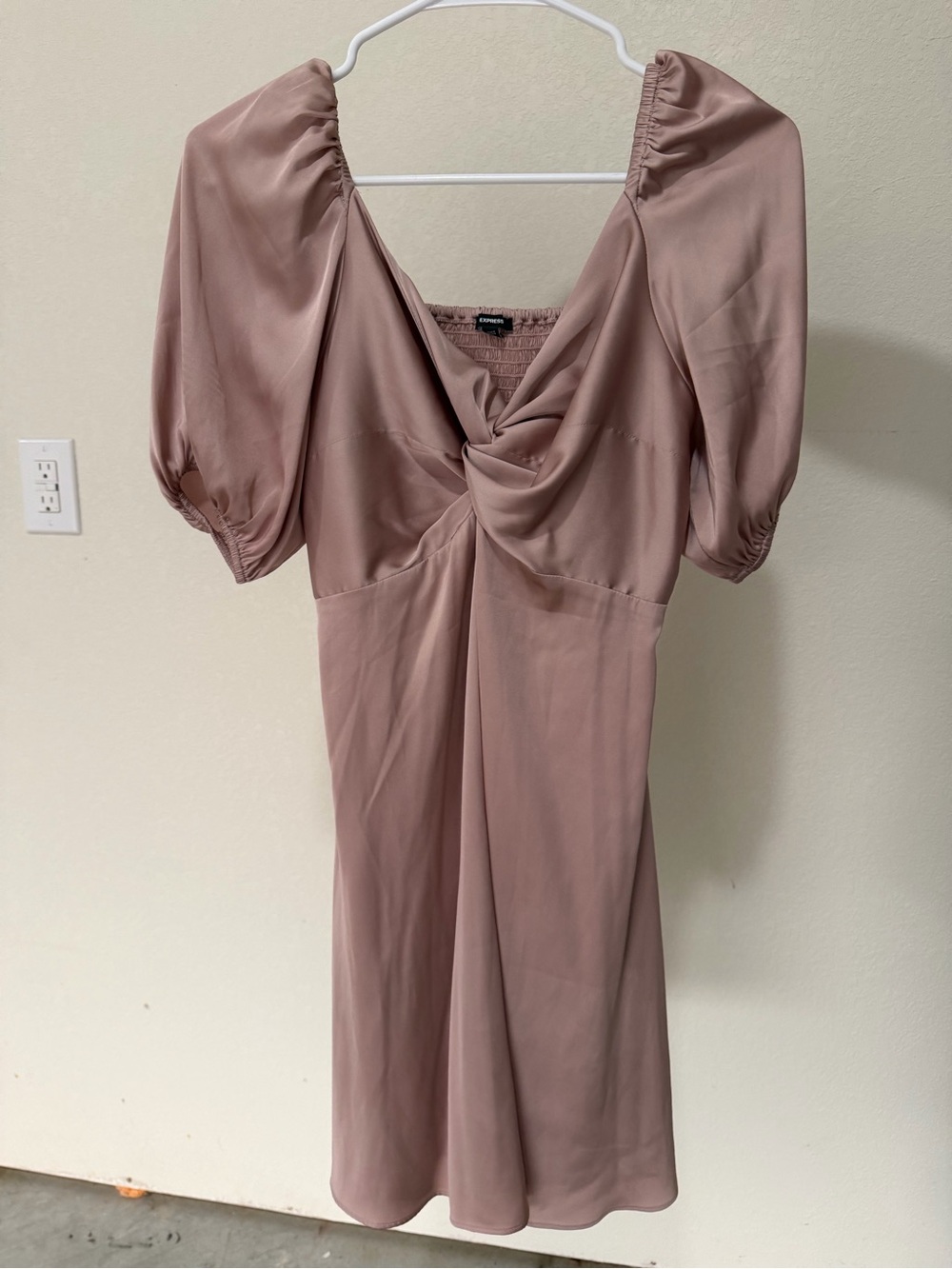 Express Mauve Satin Twist-Front Dress